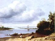 BORSSUM, Anthonie van Extensive River View with a Horseman dgh oil painting